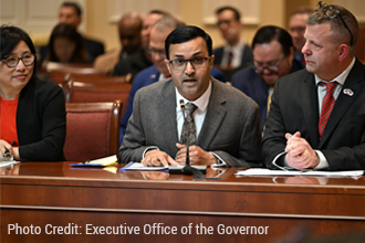 Man testifying before legislature