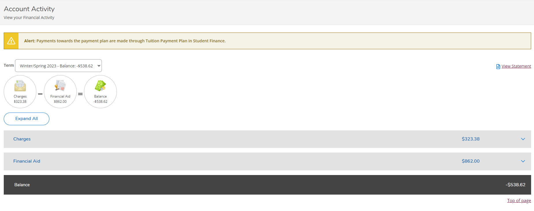 image of account activity dialogue box.