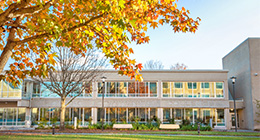 Fall leaves at Howard Community College's Howard Building.