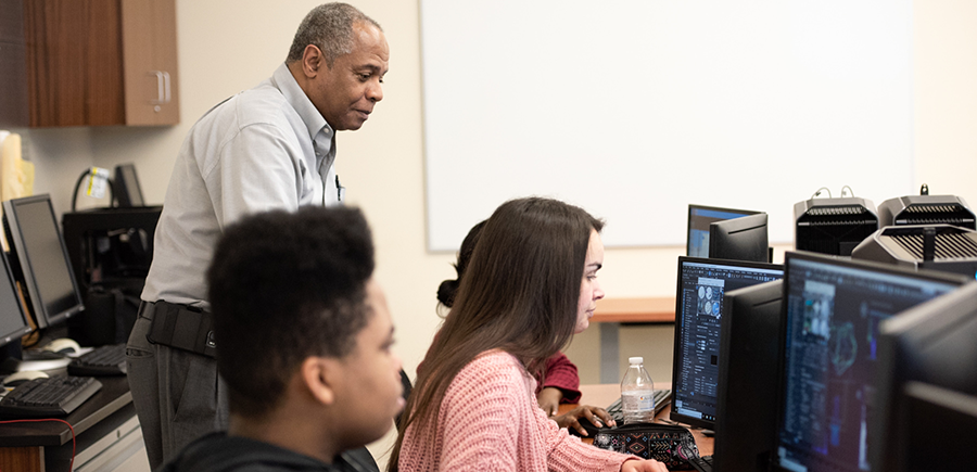 students working on computers