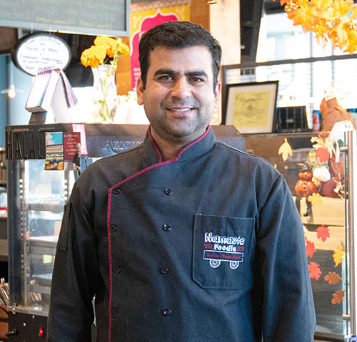 Ankit at the Dragons Fire Restaurant on campus