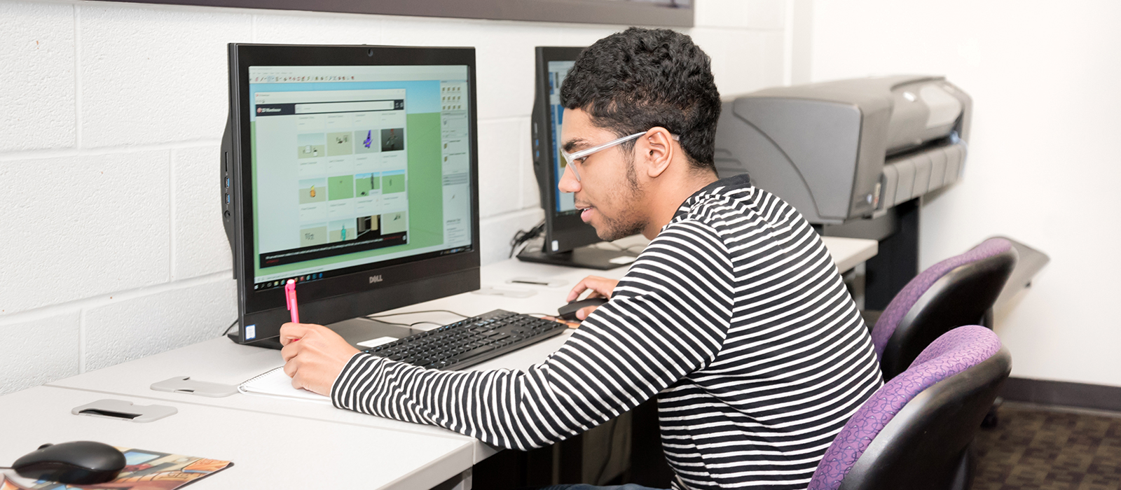 A student working online.