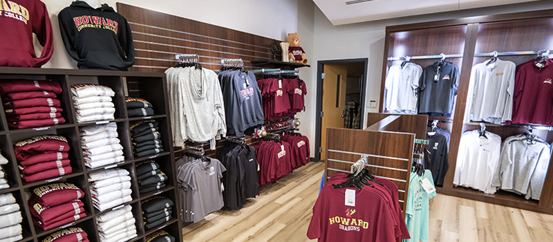 HCC Campus Store with branded apparel and textbooks